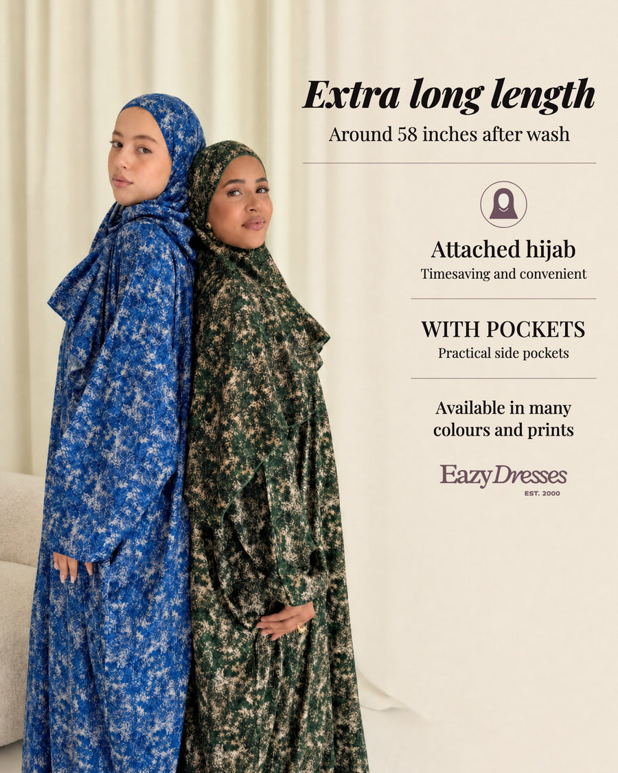 Extra Long Prayer Dress with Attached Hijab & Pockets
