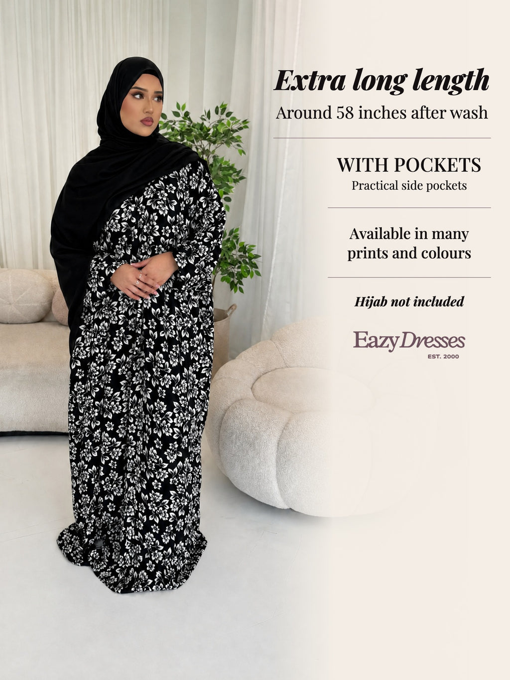 Extra Long Abaya Dress with Pockets