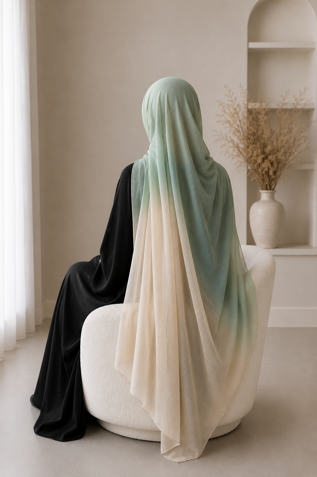 New Premium Turkish Modal Two-Tone Hijab – Soft Lightweight Ombre Scarf
