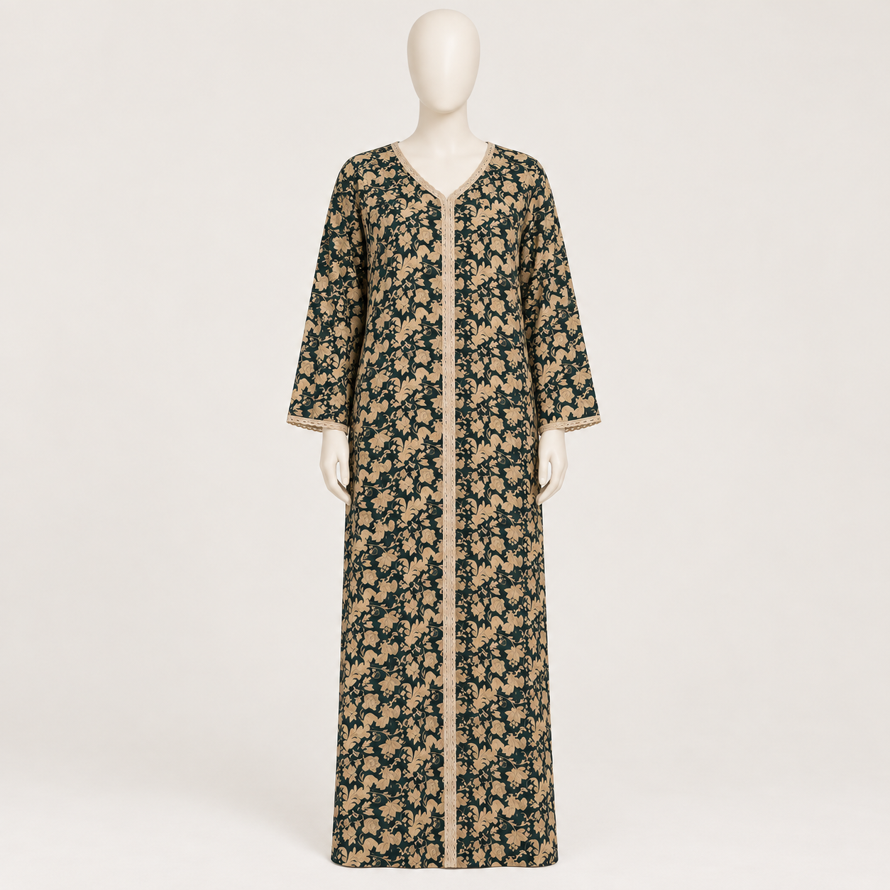 Green Leaf - Long Sleeve Plus Size maxi dress