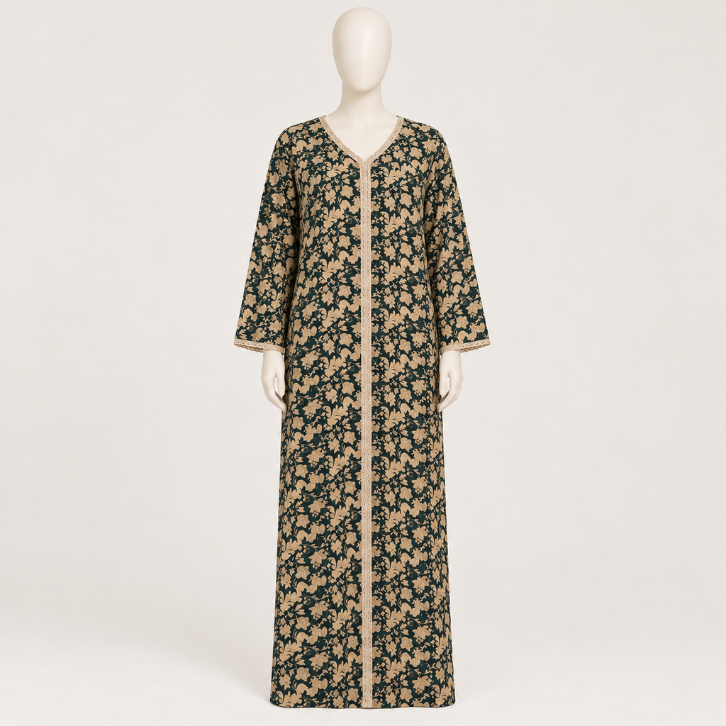 Green Leaf - Long Sleeve Plus Size maxi dress
