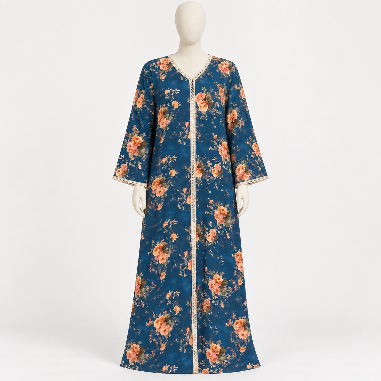 Blue Spring - Long Sleeve Plus Size maxi dress