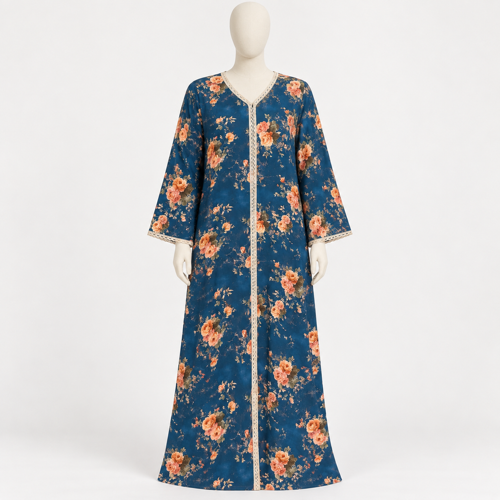 Blue Spring - Long Sleeve Plus Size maxi dress