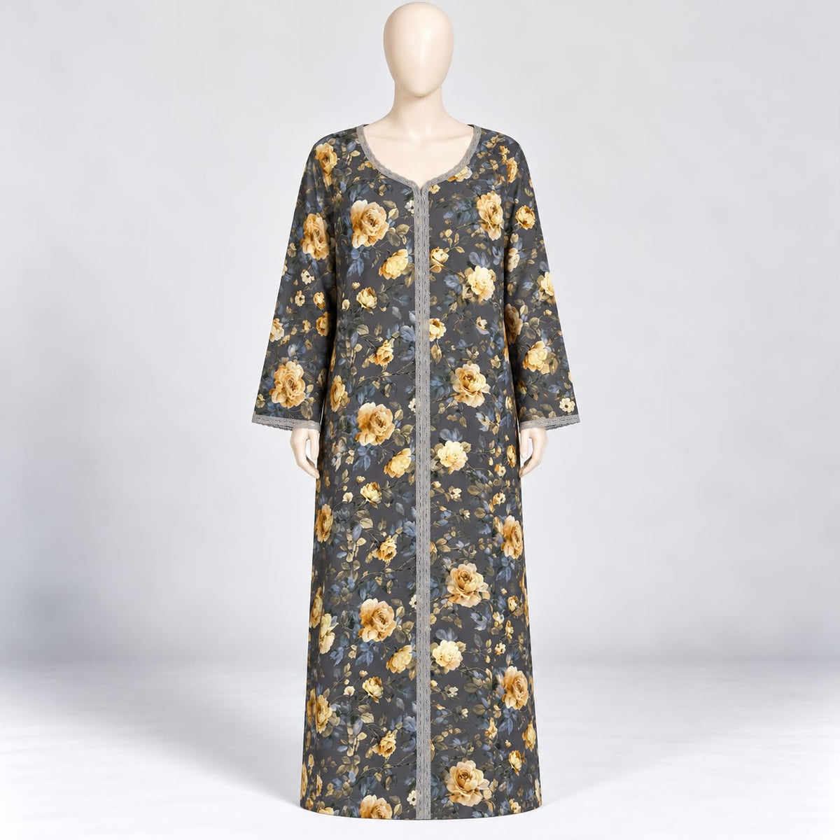 Grey autumn  - Long Sleeve Plus Size maxi dress