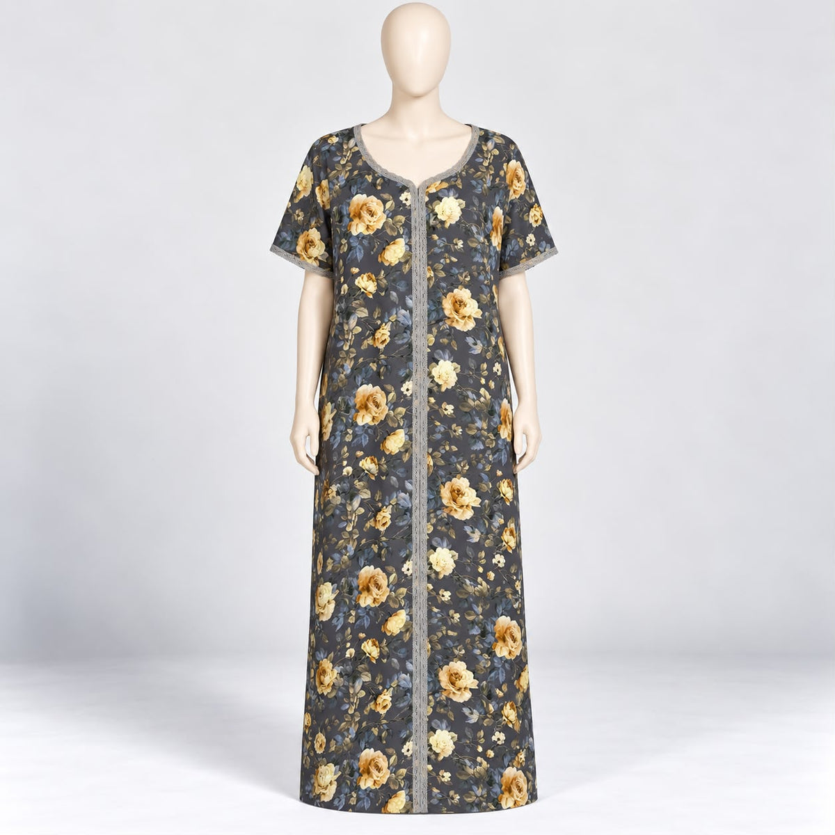 Grey autumn - Short Sleeve Plus Size maxi dress