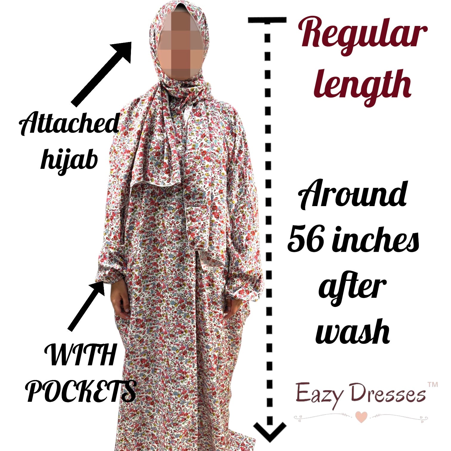 NEW Regular length Prayer dress with pockets, prayer abaya