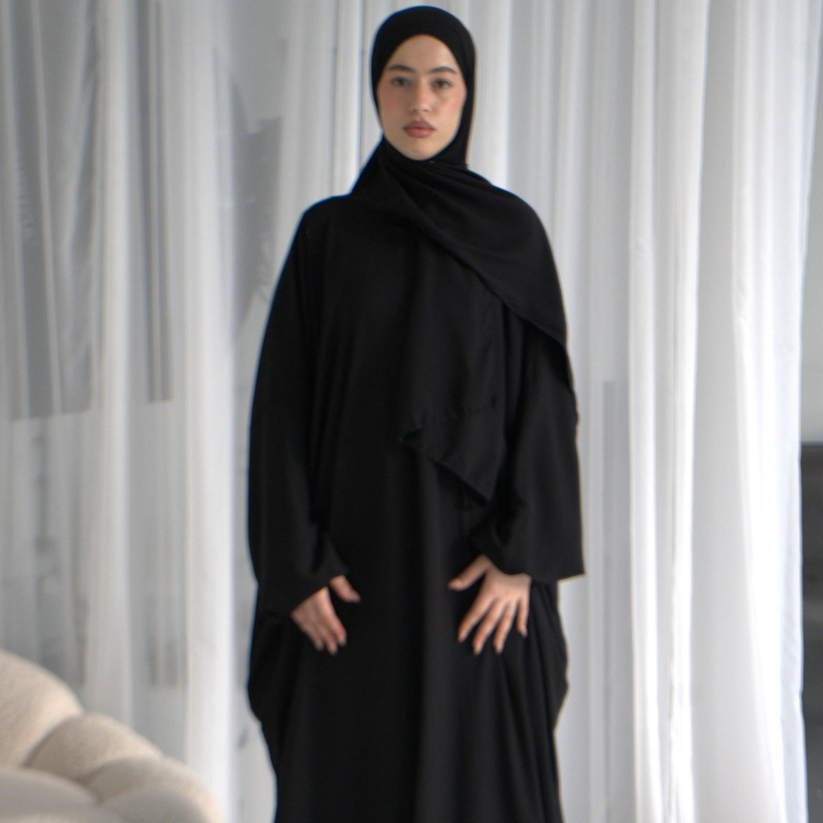 Extra Long Prayer Dress with Attached Hijab & Pockets