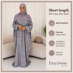 Short Length Abaya Dress with Pockets