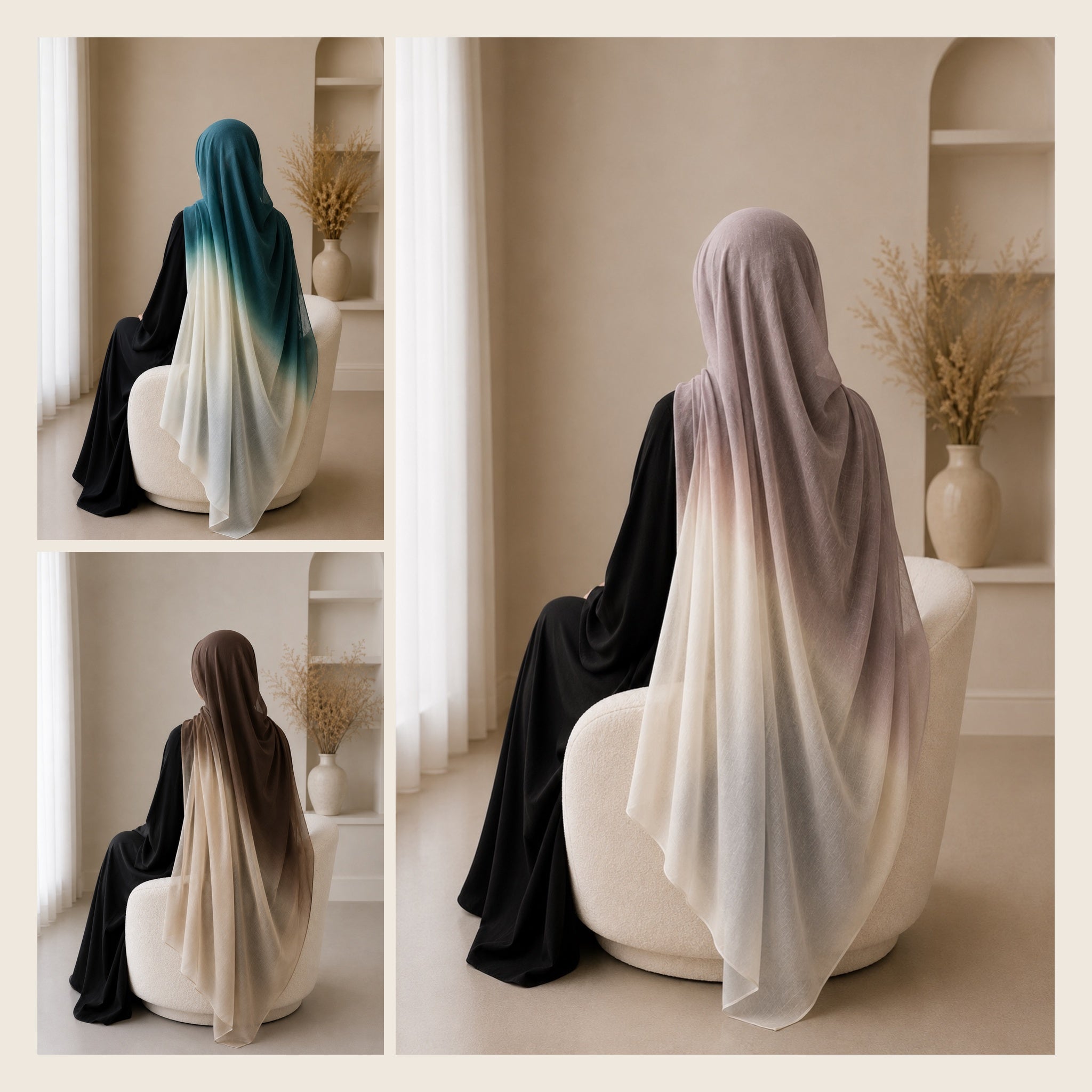 New Premium Turkish Modal Two-Tone Hijab – Soft Lightweight Ombre Scarf