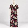 Midnight blossom - Short Sleeve Plus Size maxi dress