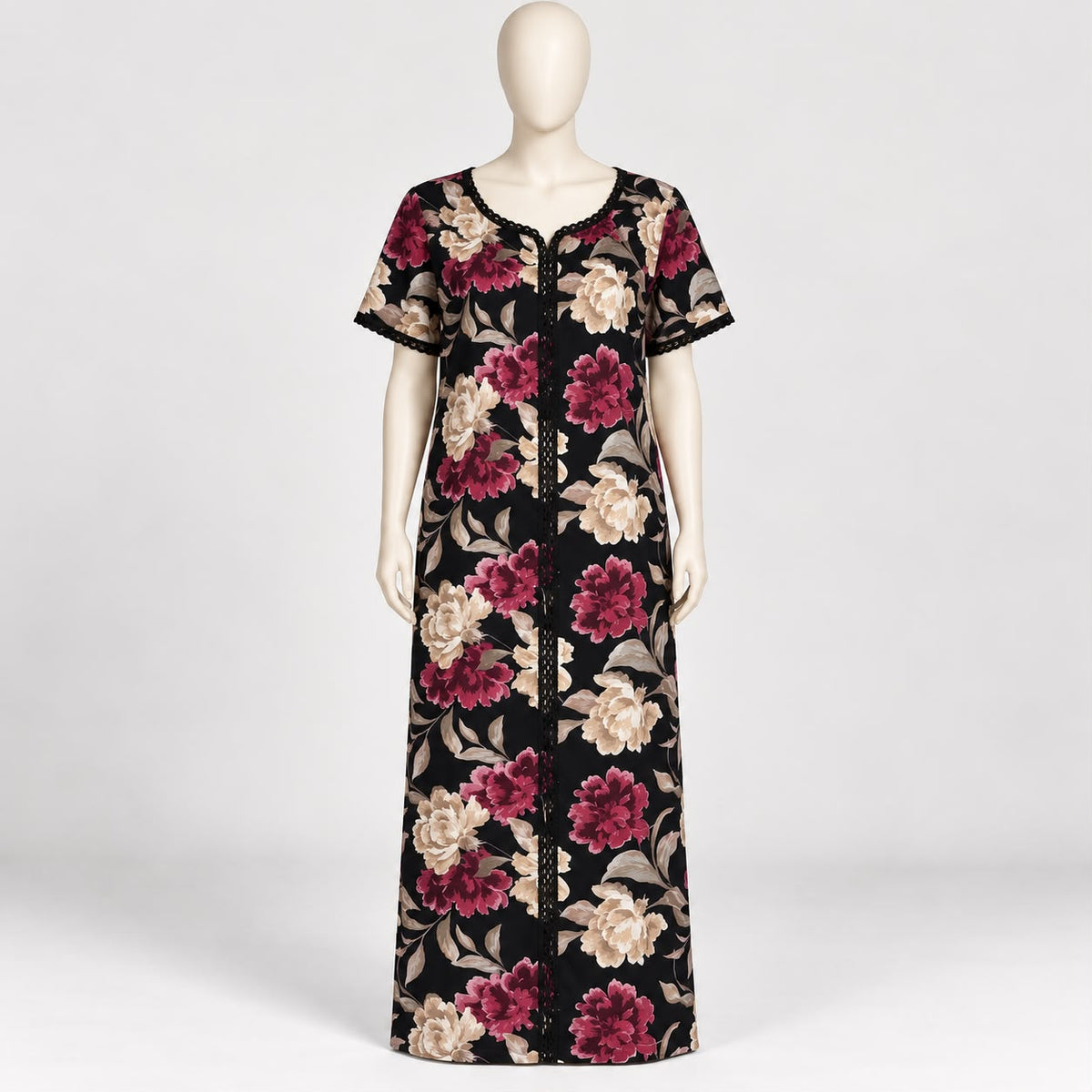 Midnight blossom - Short Sleeve Plus Size maxi dress