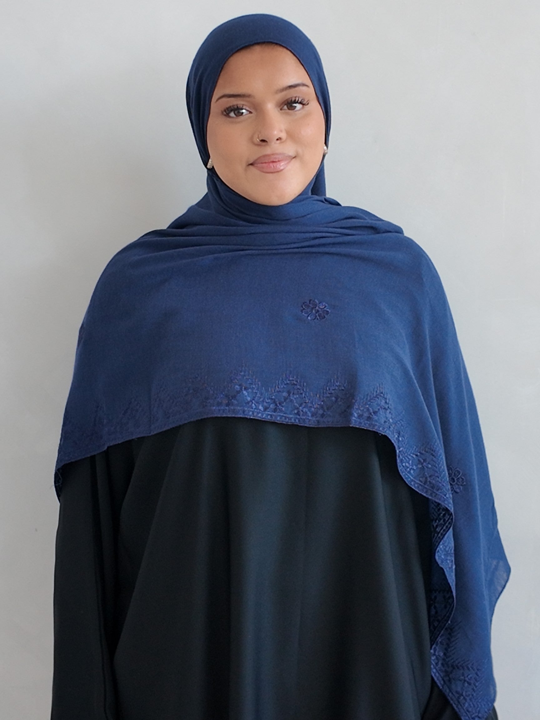 Luxury Turkish Embroidered Modal Hijab – Lightweight Large Premium Scarf