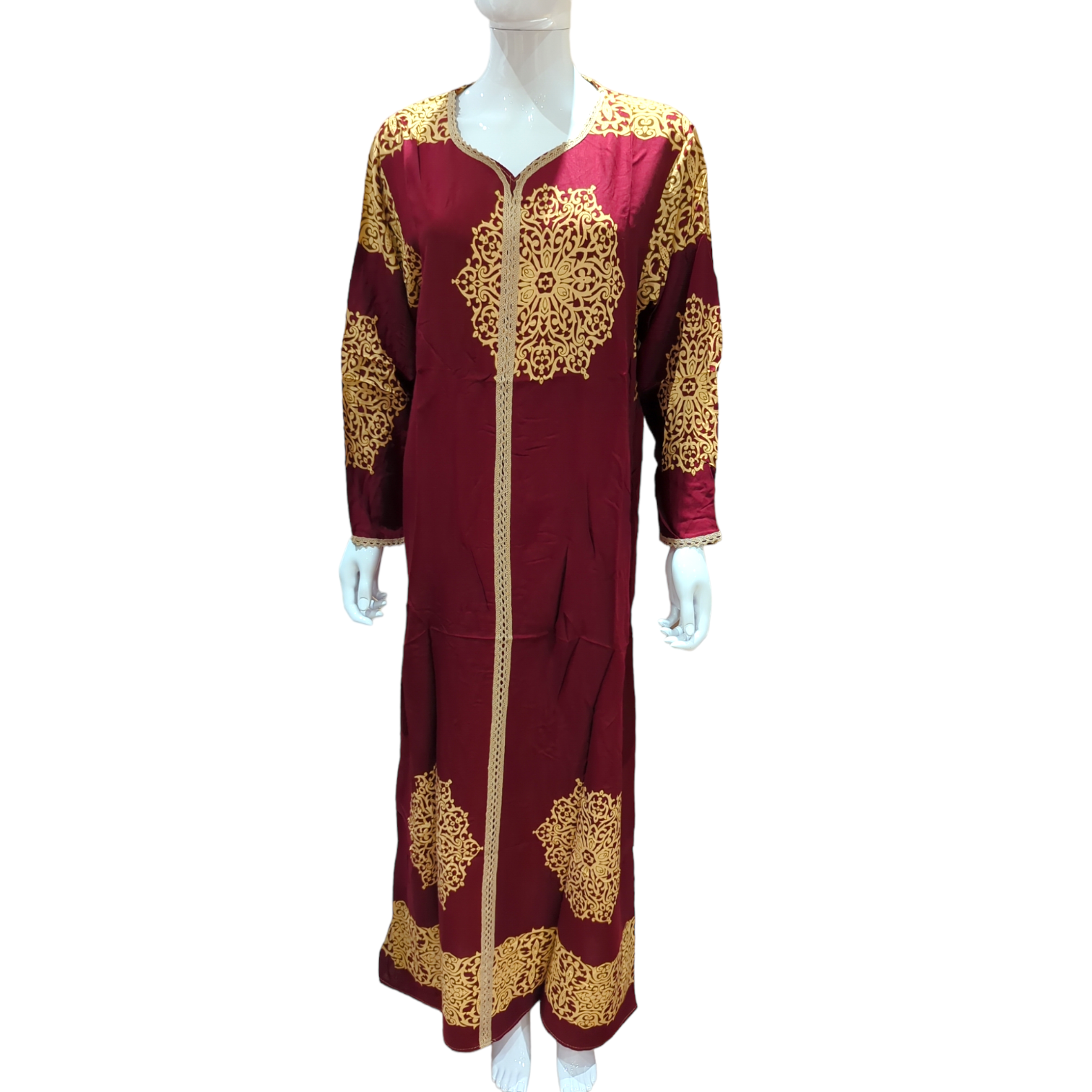 Moroccan Maroon - Long Sleeve maxi dress