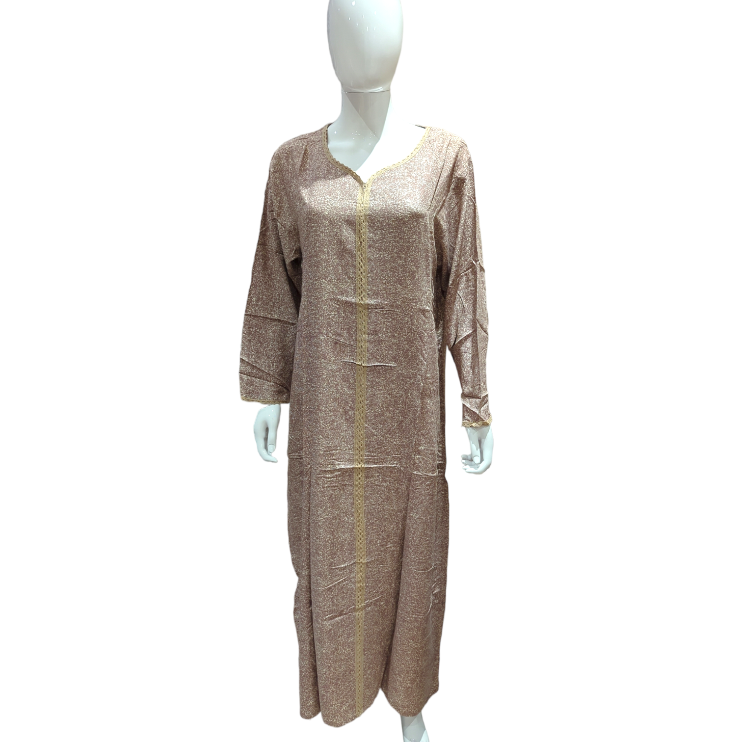 Static Beige - Long Sleeve maxi dress