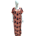 Load image into Gallery viewer, Moroccan Style Peach &amp; Blue - Short Sleeve maxi dress
