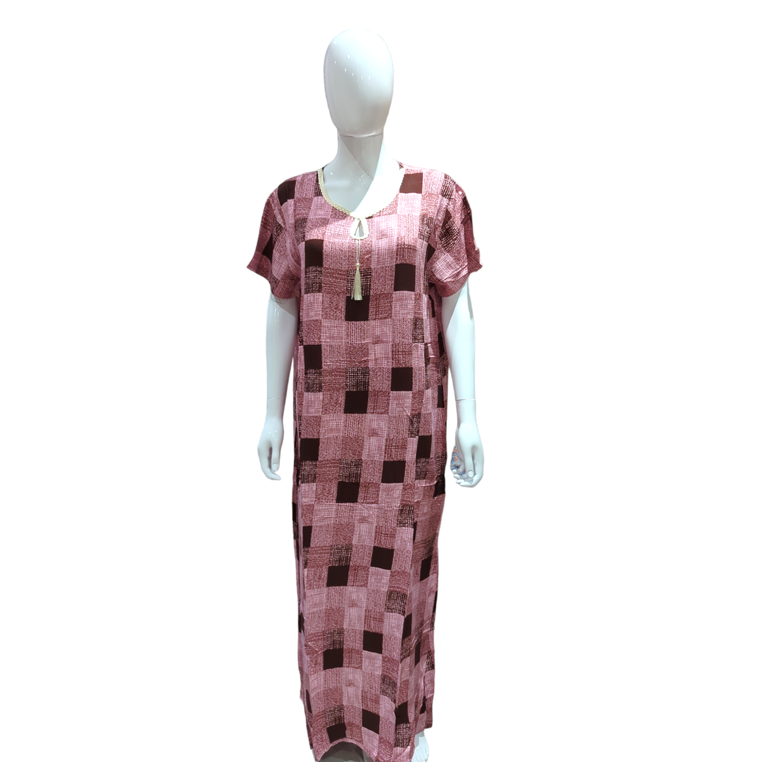 Moroccan Style Pink & Purple - Short Sleeve maxi dress