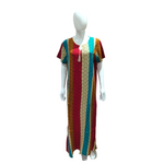 Load image into Gallery viewer, Moroccan Style Stripes Red/Blue - Short Sleeve maxi dress
