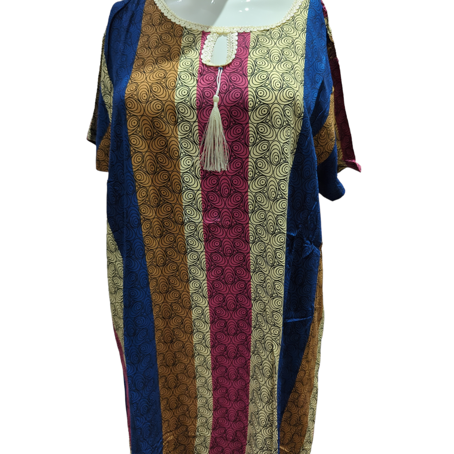 Moroccan Style Stripes Pink/Blue - Short Sleeve maxi dress