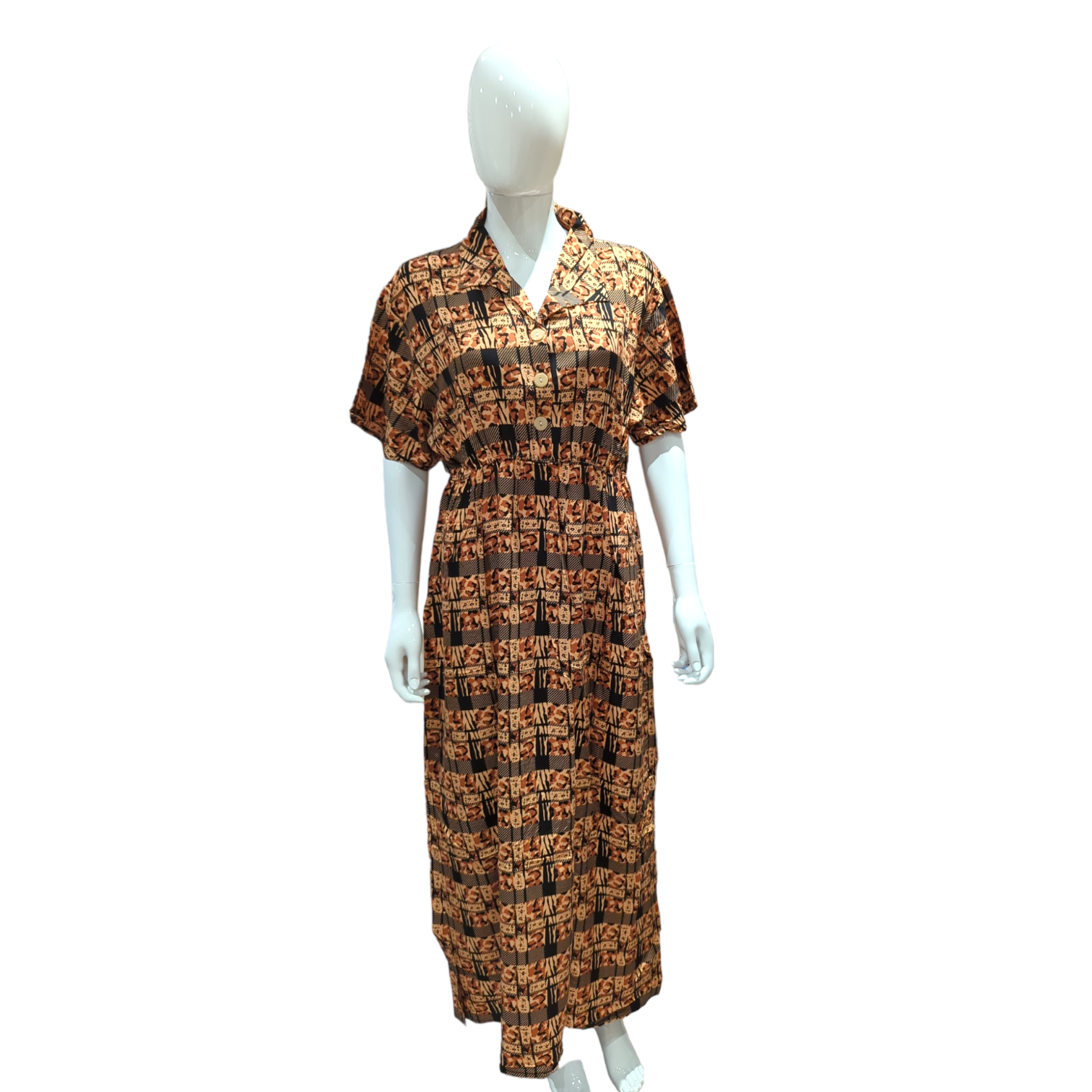 Wild Orange - Short Sleeve - With Buttons & Elasticated Waist maxi dress