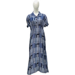 Load image into Gallery viewer, Maze Blue - Short Sleeve - With Buttons &amp; Elasticated Waist maxi dress
