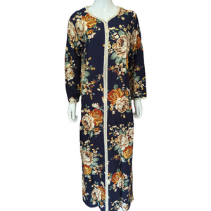 Floral Blue - Long Sleeve maxi dress