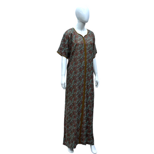 Khaki Maze - Short Sleeve maxi dress