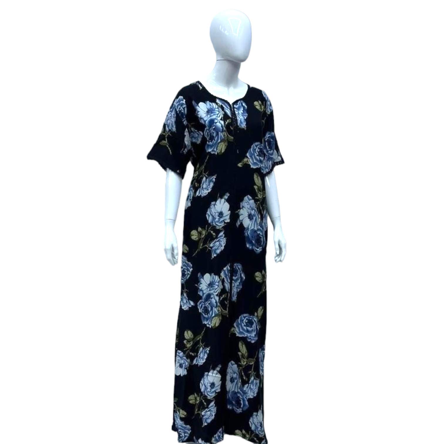 Blue blossom - Short Sleeve maxi dress