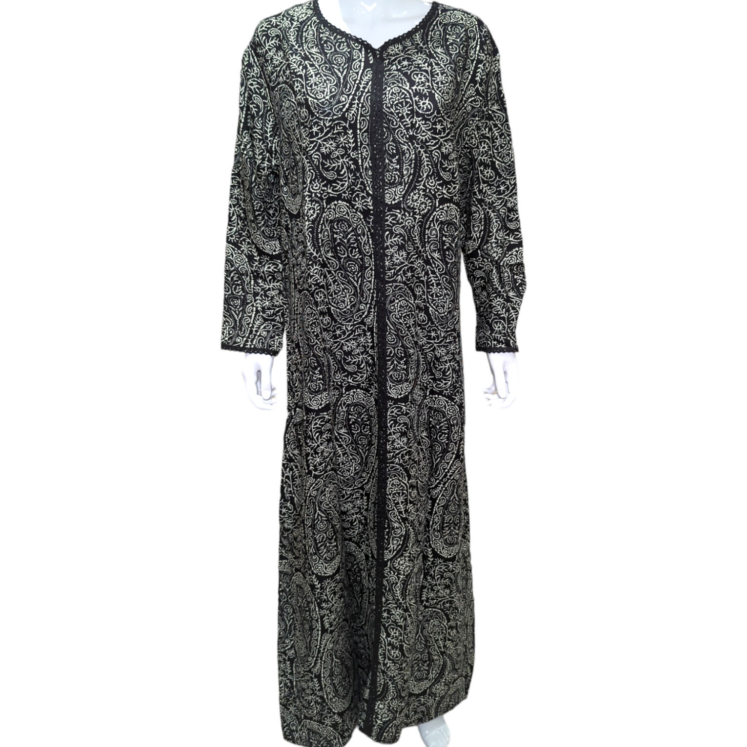 Paisley Black - Long Sleeve maxi dress