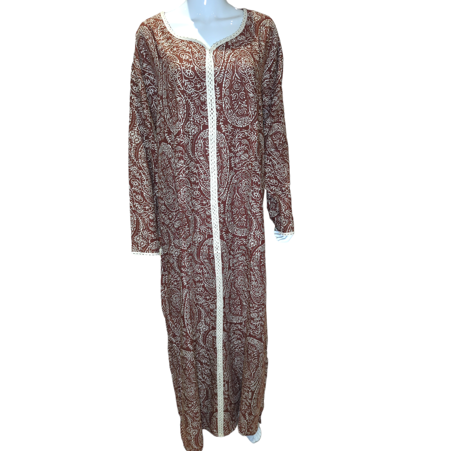 Paisley Brown - Long Sleeve PLUS SIZE maxi dress