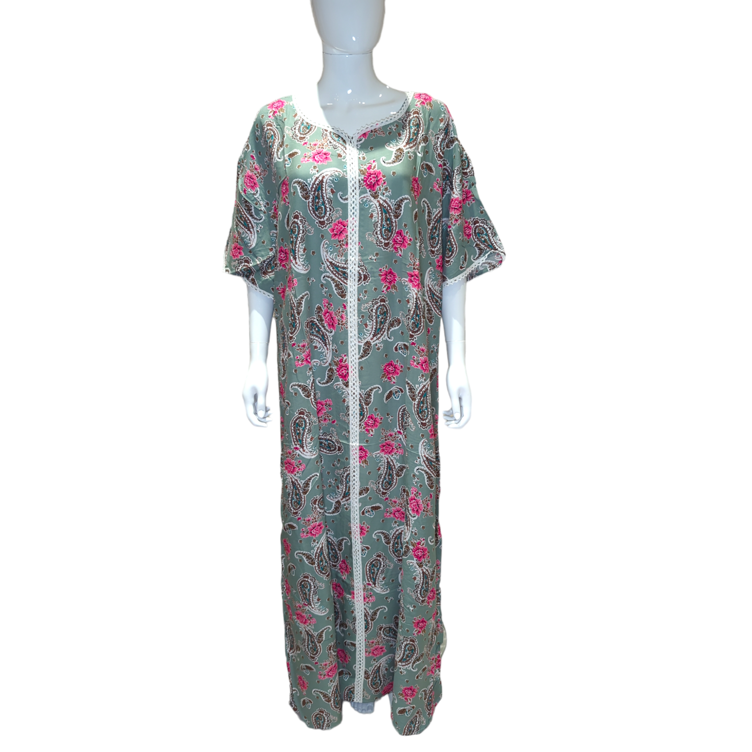 Paisley Green - Short Sleeve PLUS SIZE maxi dress