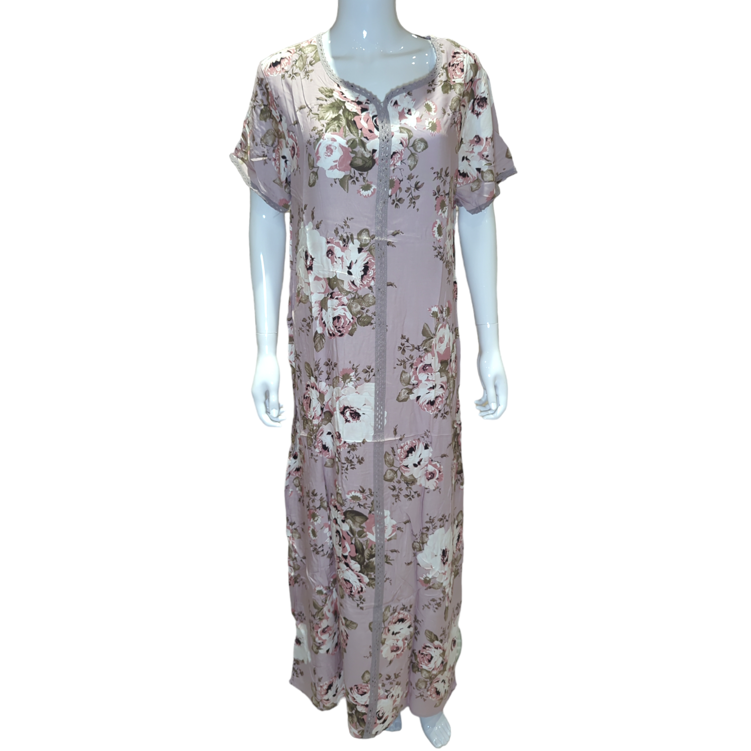 Mauve Flower - Short Sleeve maxi dress