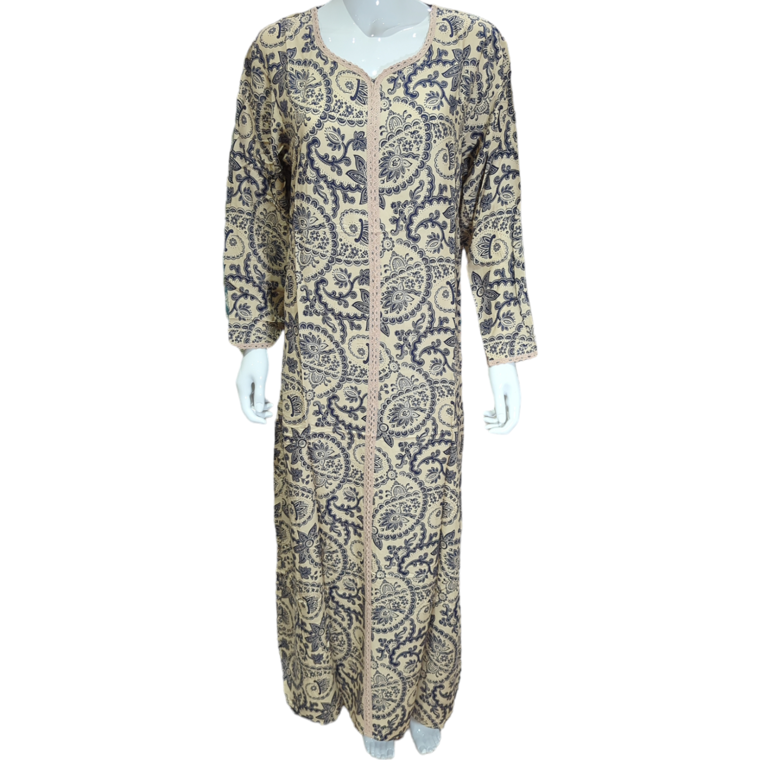 Mosaic Blue - Long Sleeve maxi dress