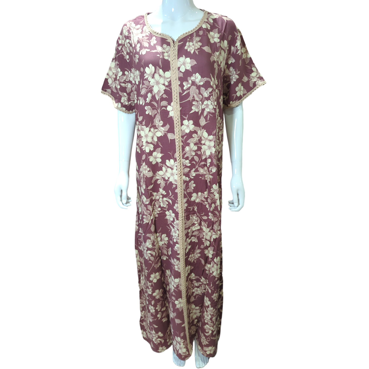 Mauve Print - Short Sleeve maxi dress