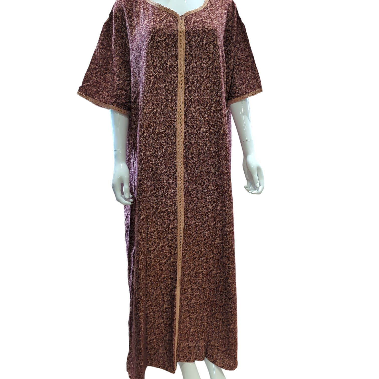 Maroon Brown - Short Sleeve PLUS SIZE maxi dress