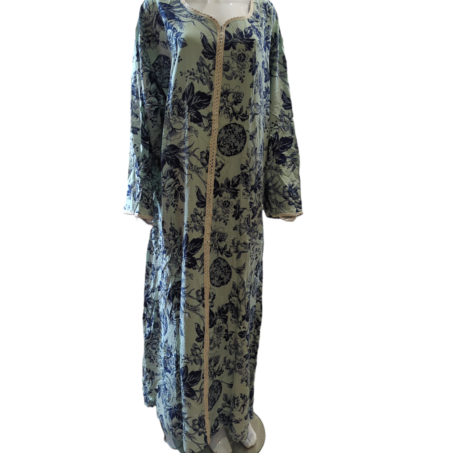 Navy Mint - Long Sleeve Plus Size maxi dress