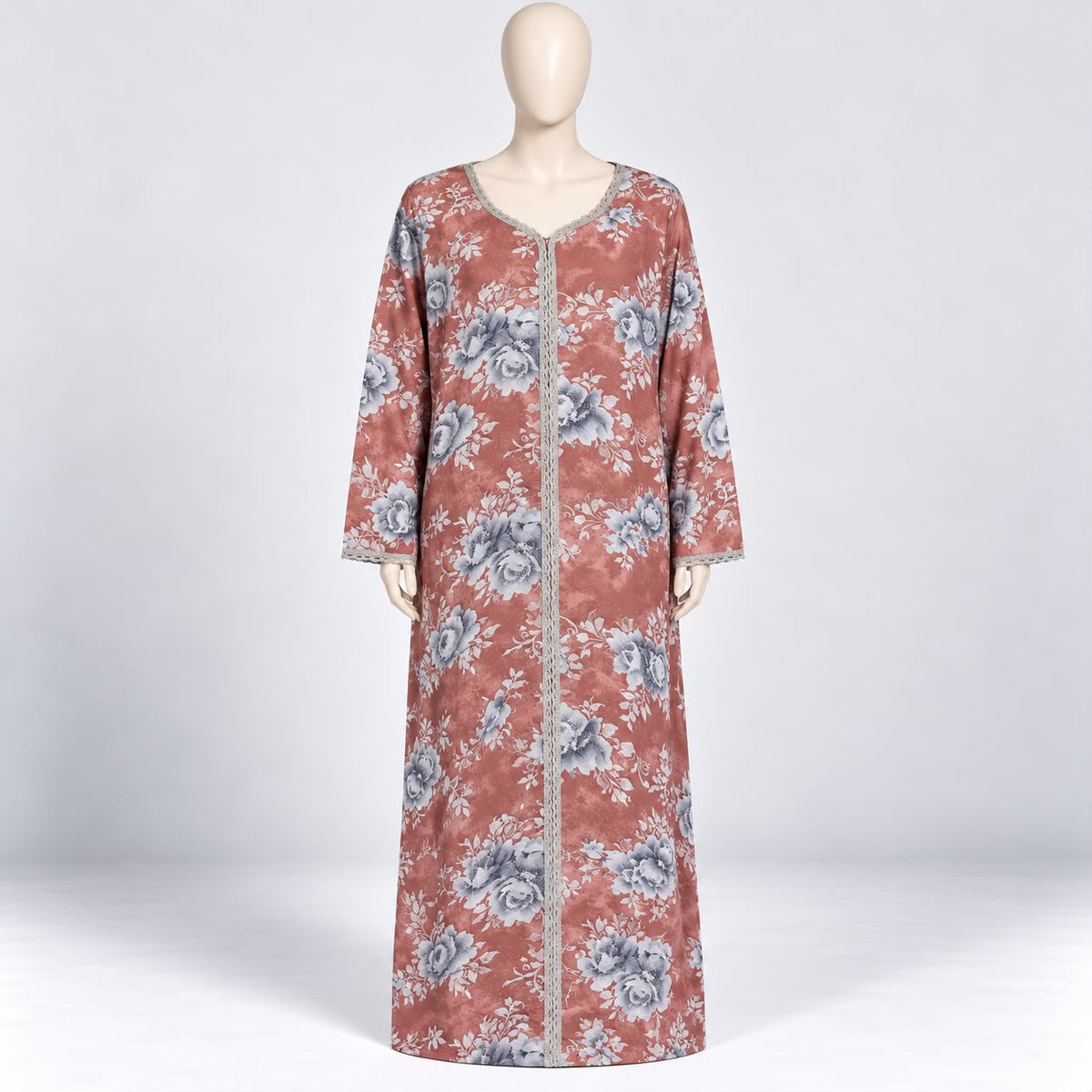 Pink flora - Long Sleeve Plus Size maxi dress