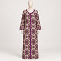 Purple motif - Long Sleeve Plus Size maxi dress