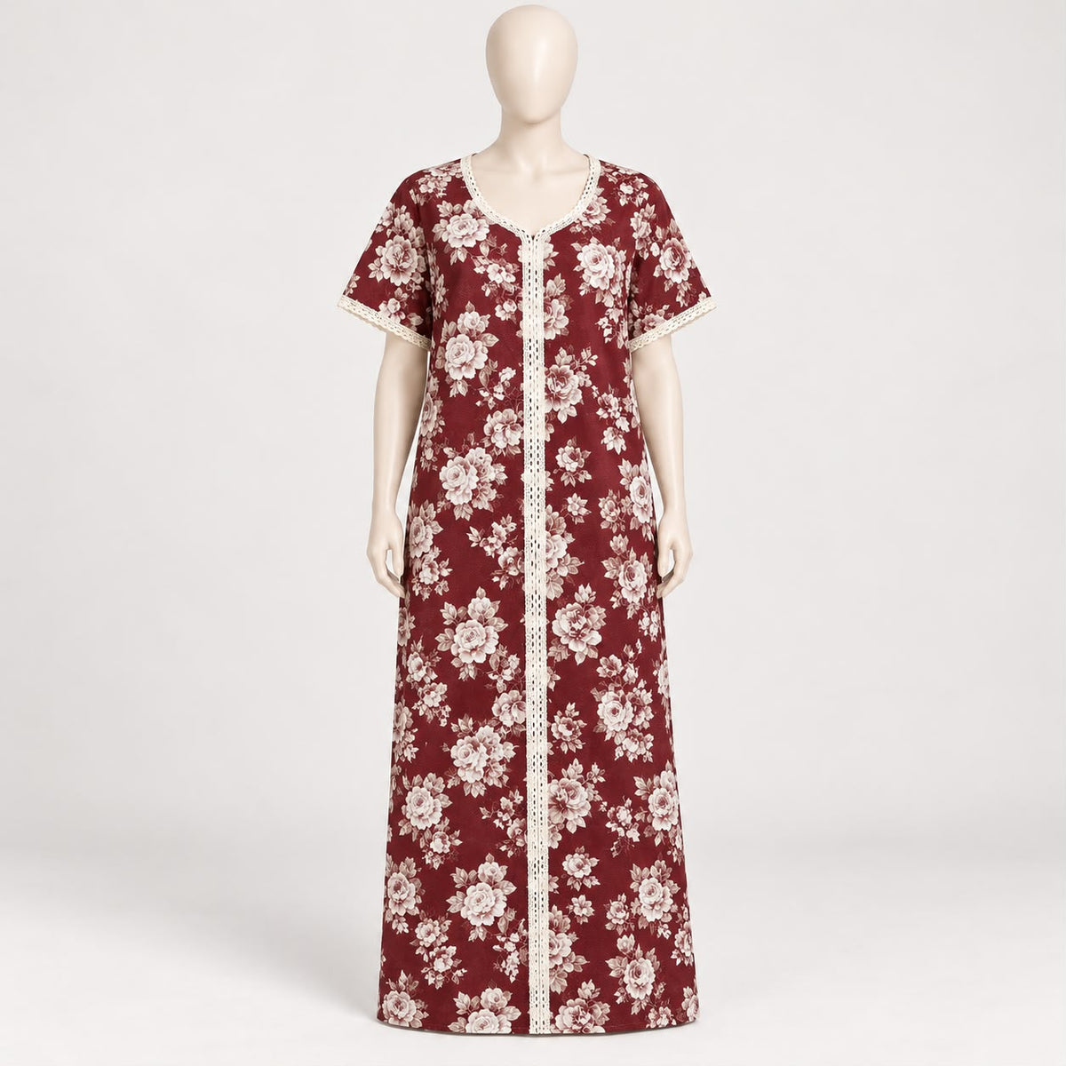 Simply maroon - Short Sleeve Plus Size maxi dress