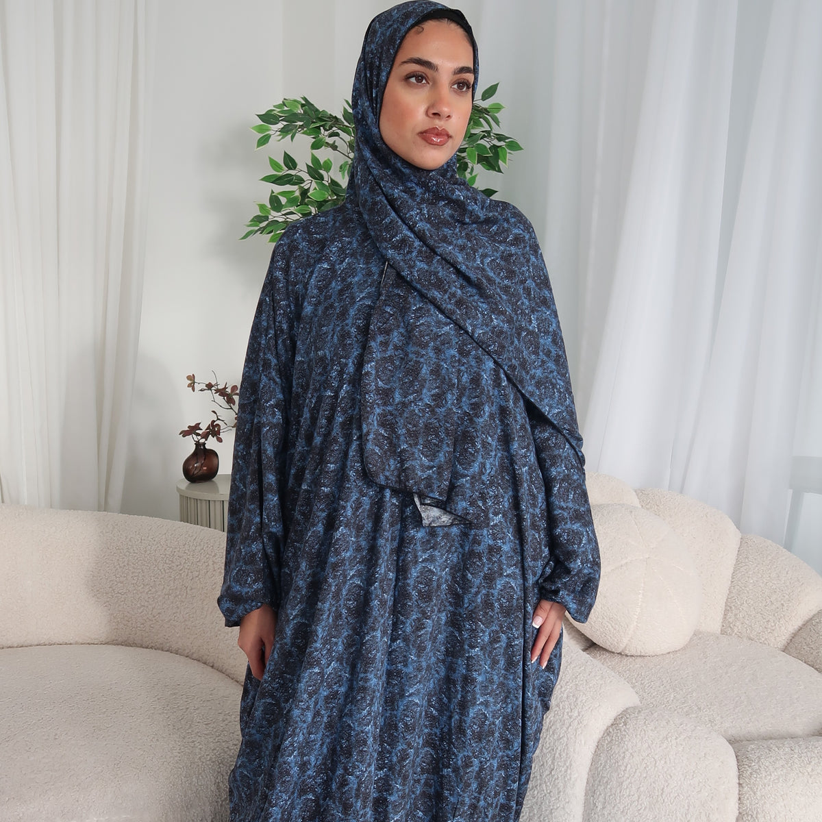 Short Length Prayer Dress with Attached Hijab & Pockets