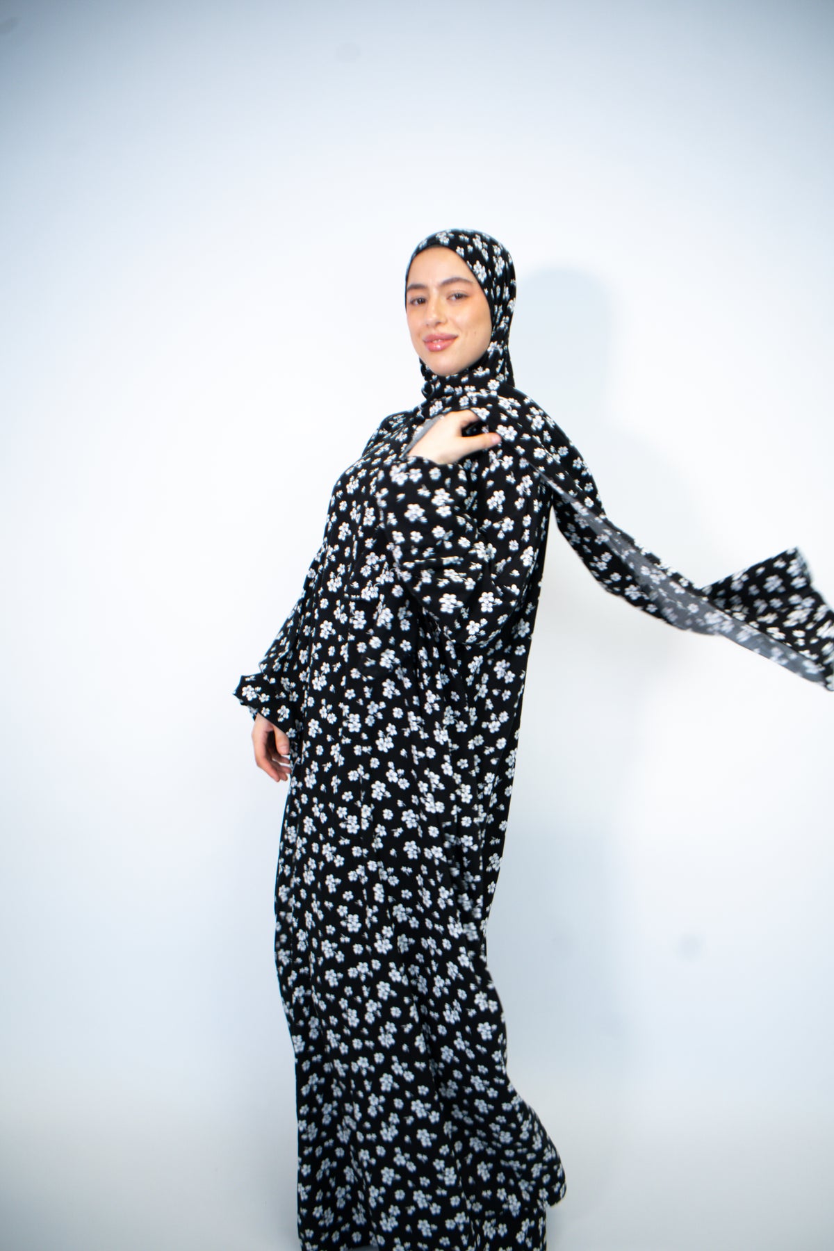 Extra Long Prayer Dress with Attached Hijab & Pockets