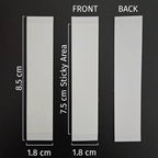 Tape strip dimensions: 1.8 by 8.5 cm; adhesive area 7.5 cm