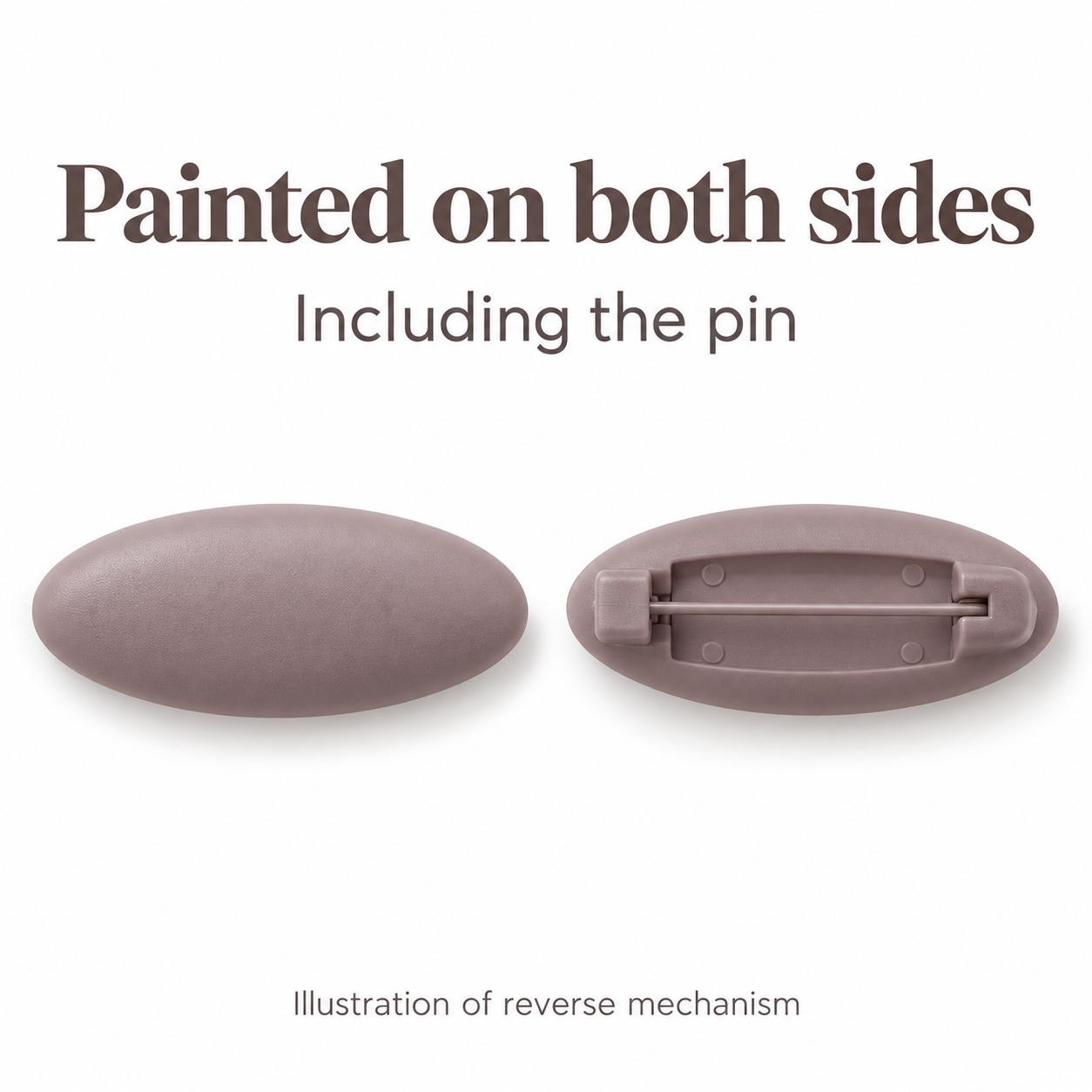Illustration of the reverse mechanism: front, back and steel pin painted in matching colour