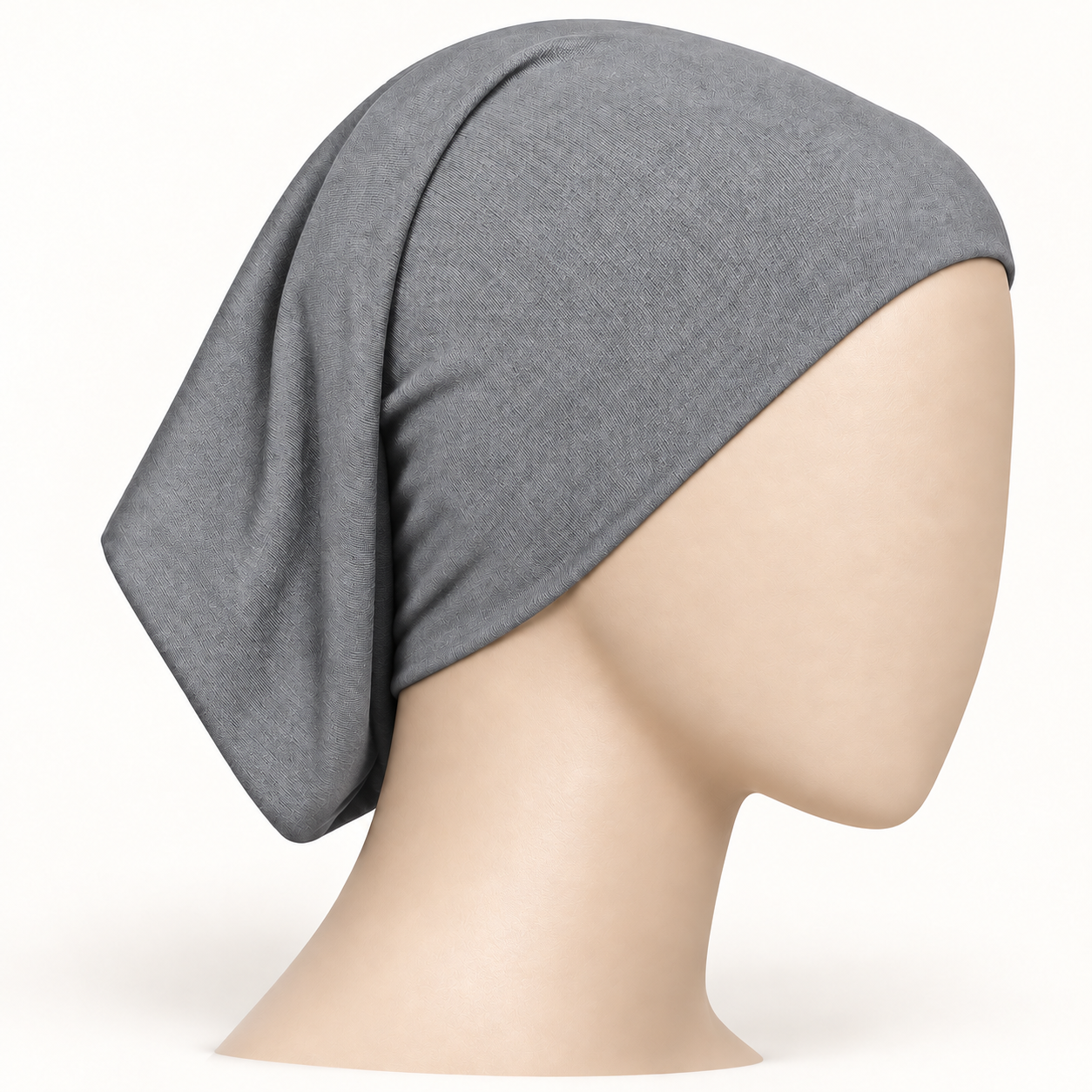 Light Grey stretch hijab tube undercap on a neutral mannequin