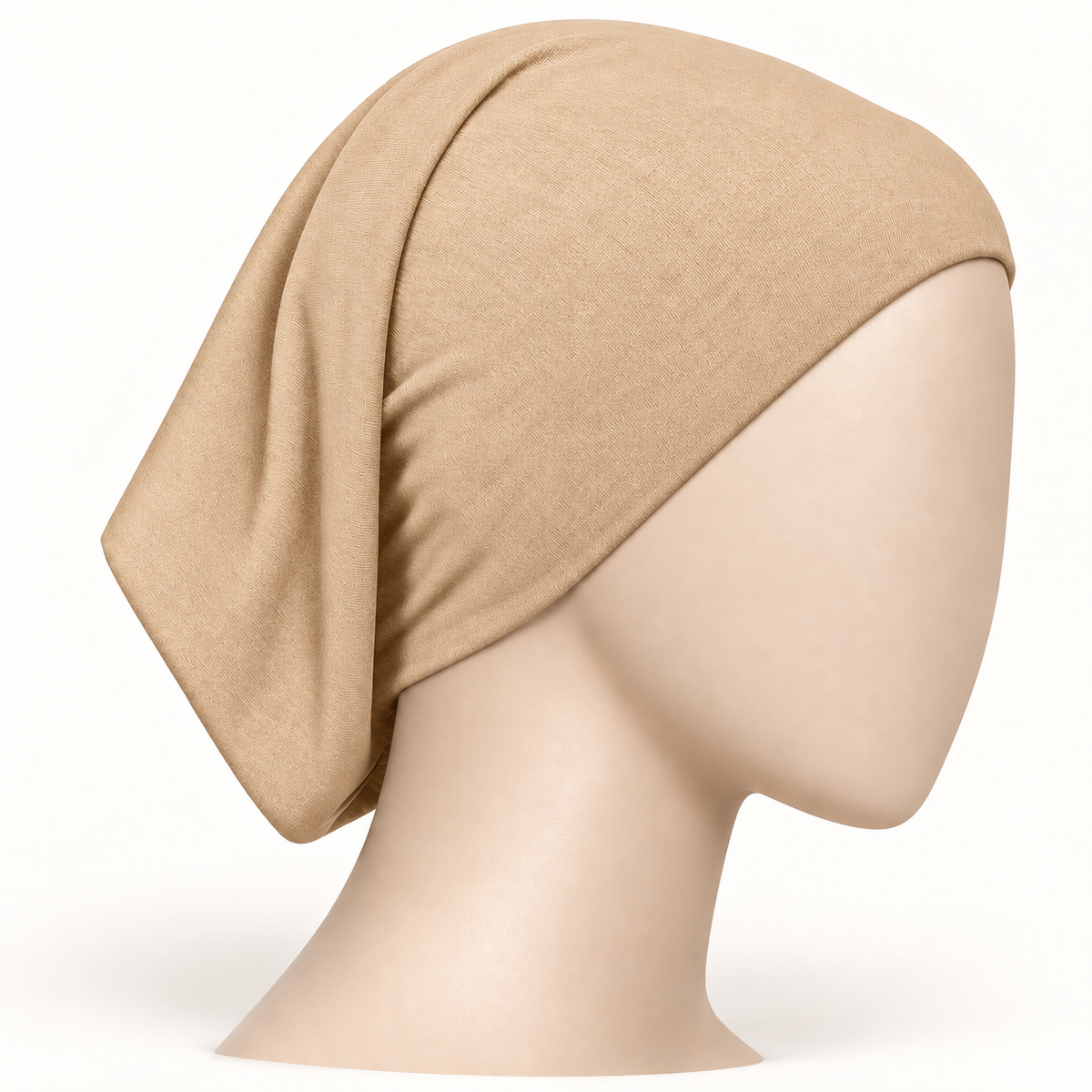 Light Skin stretch hijab tube undercap on a neutral mannequin
