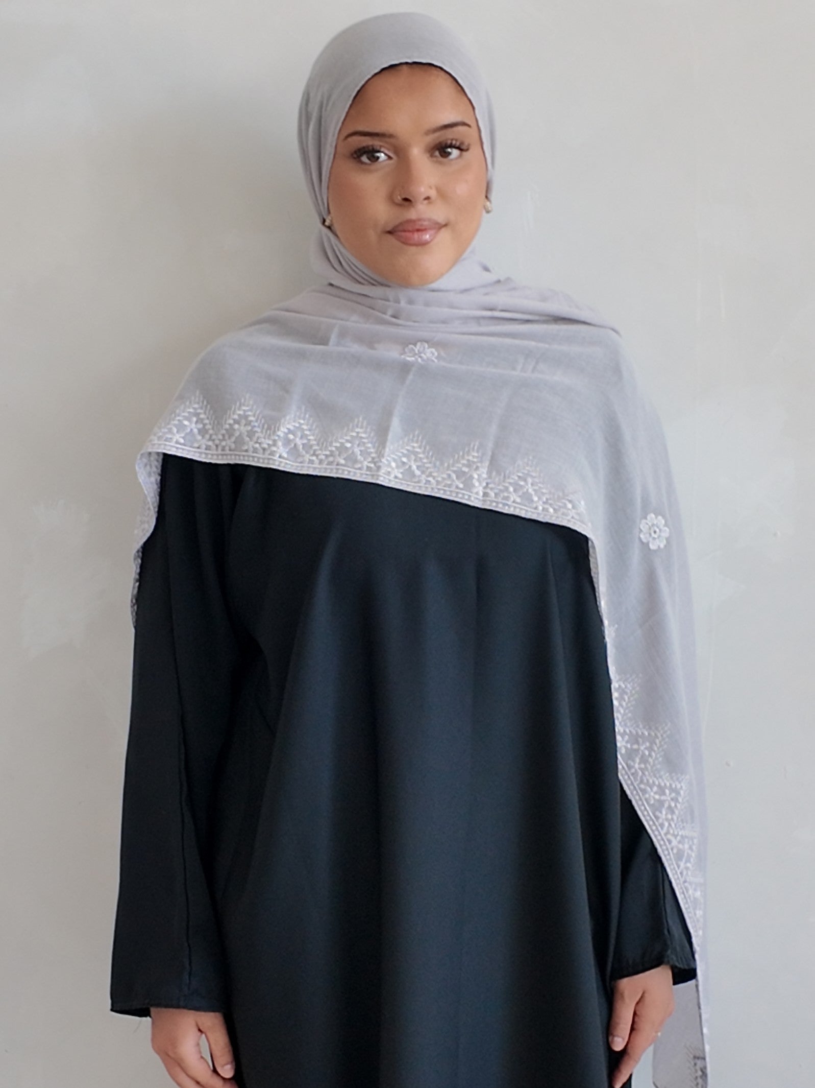 Luxury Turkish Embroidered Modal Hijab – Lightweight Large Premium Scarf