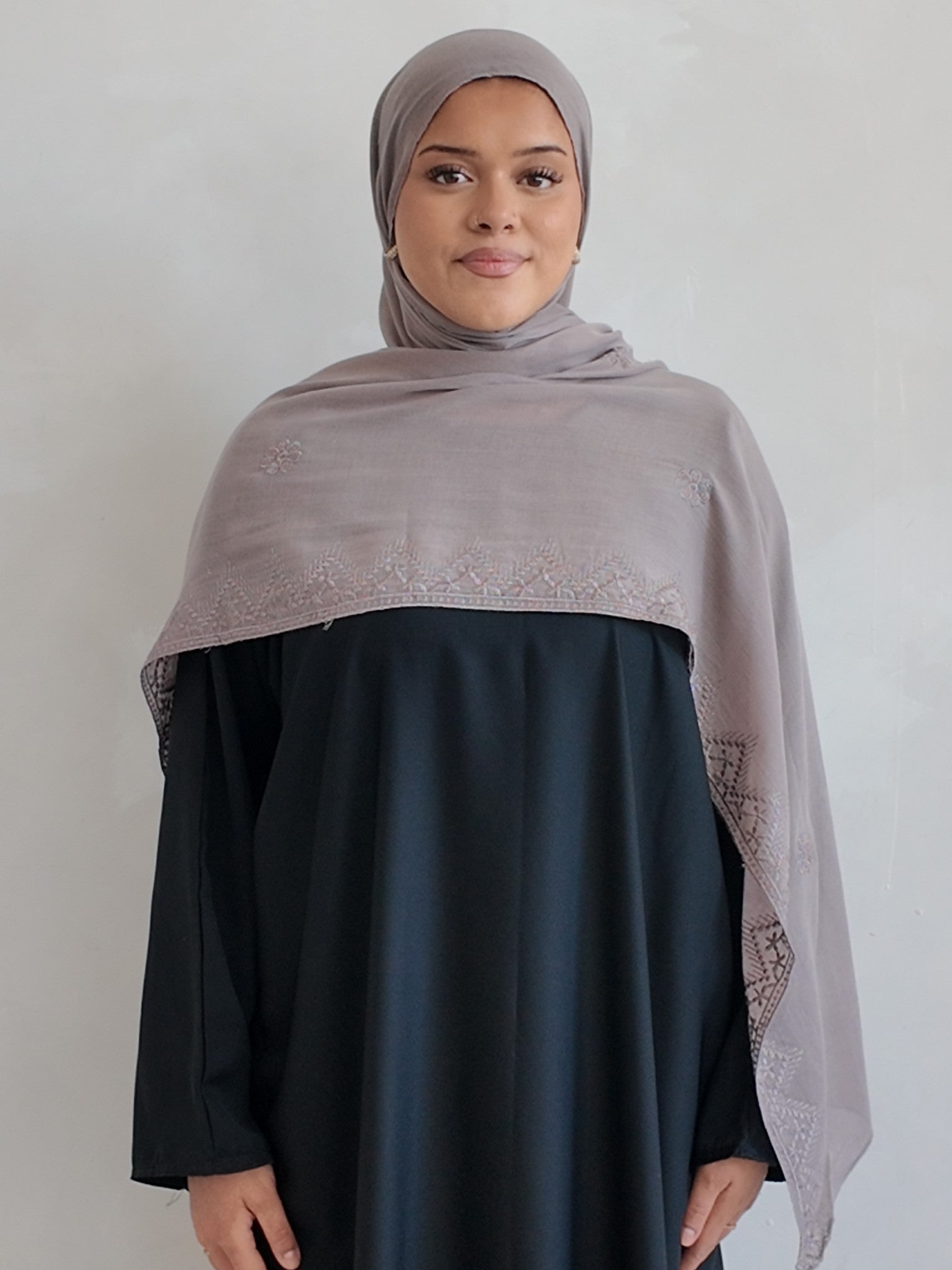 Luxury Turkish Embroidered Modal Hijab – Lightweight Large Premium Scarf
