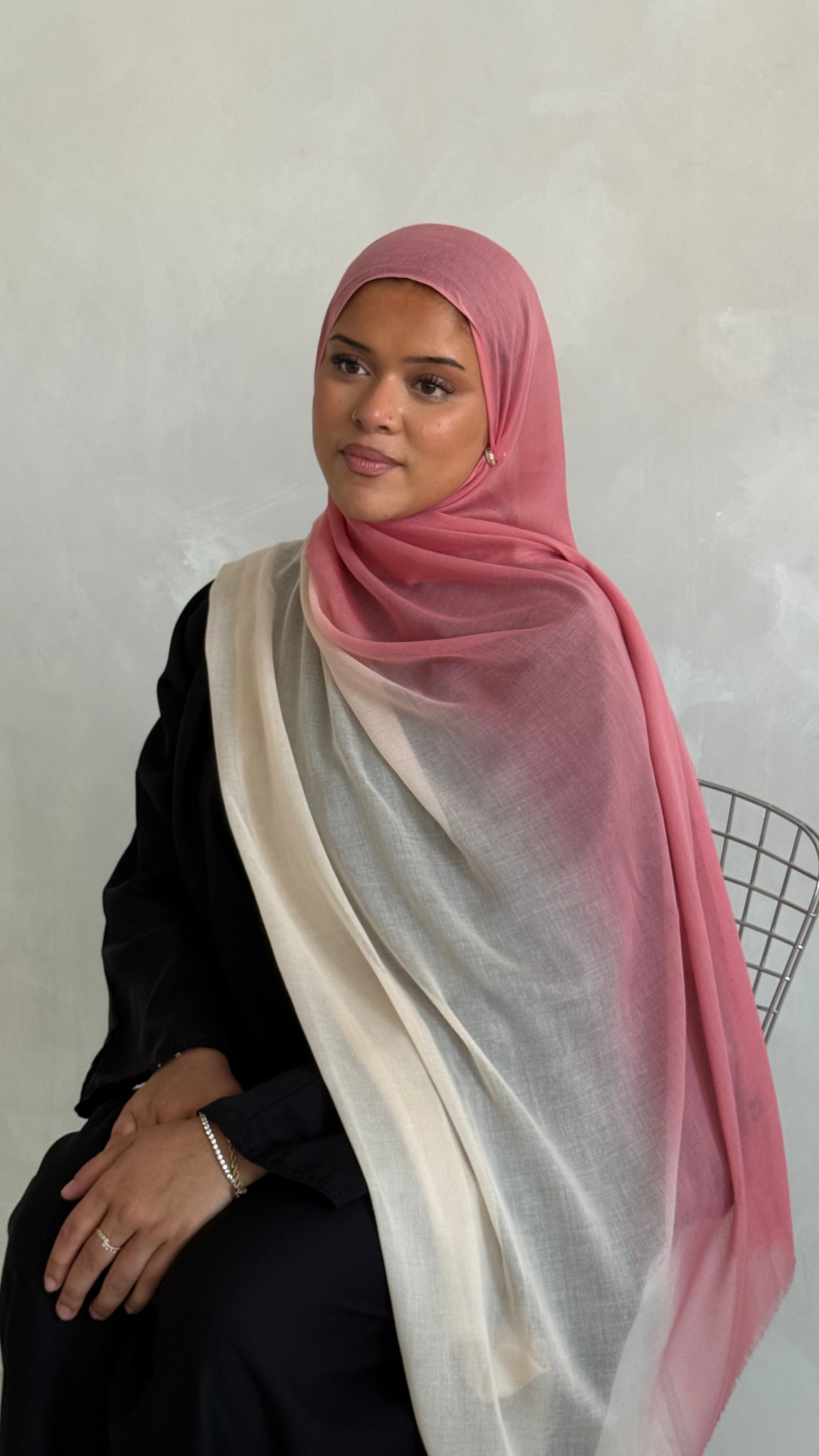 New Premium Turkish Modal Two-Tone Hijab – Soft Lightweight Ombre Scarf