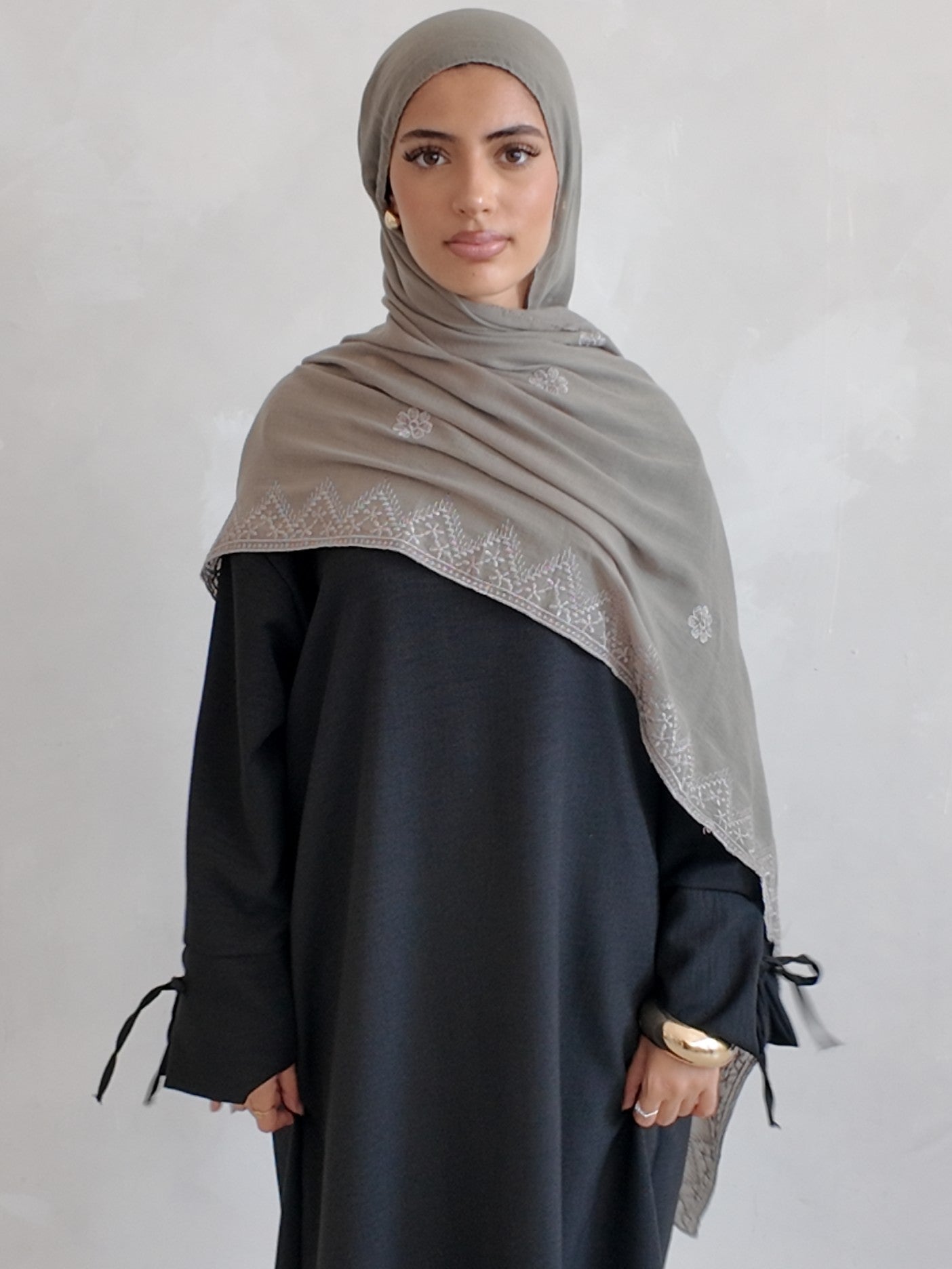 Luxury Turkish Embroidered Modal Hijab – Lightweight Large Premium Scarf