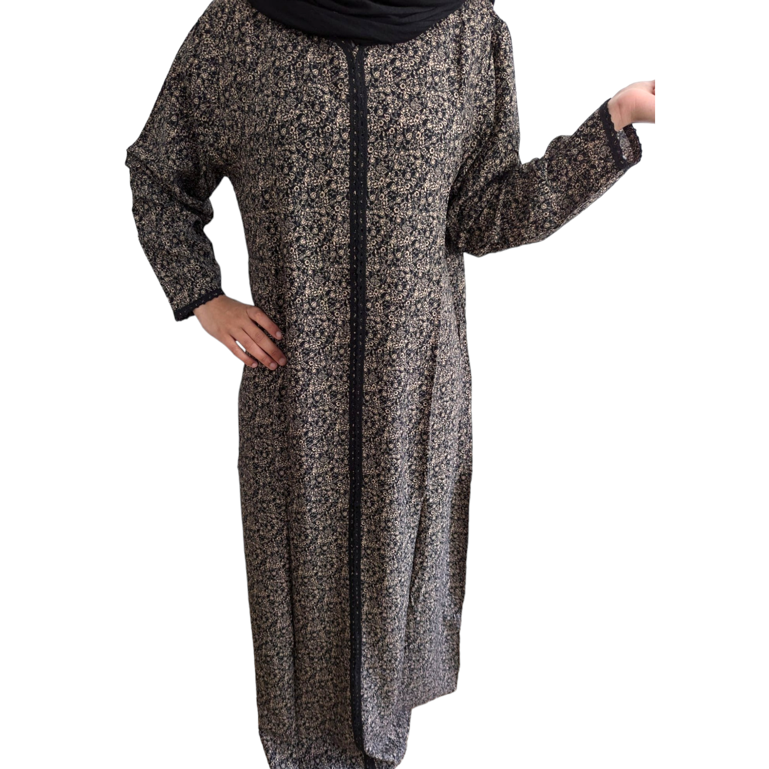 Black Beige - Long Sleeve Plus Size maxi dress