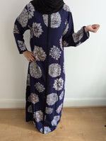 Load image into Gallery viewer, Brown Blue Flower - Long Sleeve maxi dress
